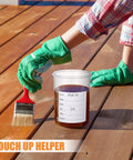 Person using brush and Eight 1000ml Paint Containers With Stainless Steel Mixing Balls, Airtight Lids, Labels Included on wooden deck