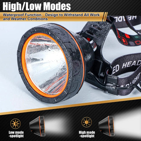 Rechargeable Headlamp With Ergonomic Separation Design, Ultra Bright Waterproof Headlight Spotlight for Outdoor Use