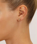 Six Millimeter 14K Yellow Gold Diamond Cut Ball Stud Earrings With Hand Engraved Detailing And Secure Push Backs Dope Quality Gift Box Included Ready For Everyday Wear And Special Occasions on ear