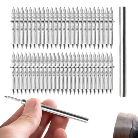 Double Head Socket Nails 100 Piece Set with Threaded Security Screws and Installation Kit displayed against white background.