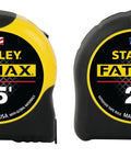FatMax 25 Foot Tape Measure 2 Pack Built Tough For Job Sites With 11 Foot Standout, showing front view of both tape measures