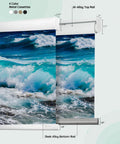 Level Up Your Home With These Dope Custom Photo Printed Motorized Blinds featuring ocean graphic, aluminum alloy top rail and bottom rod.