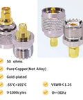 UHF Antenna Adapter Kit For CB Radios And Ham Gear, 50 Ohm Coaxial Connectors PL259 SO239, Brass Construction, visible adapters