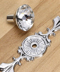 Crystal Glass Diamond Cabinet Knobs With Plates And Screws Sparkly Drawer Pulls for Kitchen Bathroom and Office Decor close-up view.