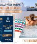 Man using 6 In 1 Pool And Spa Test Strips For Quick Water Checks Of pH Hardness Bromine And Chlorine With 100 Counts Pack