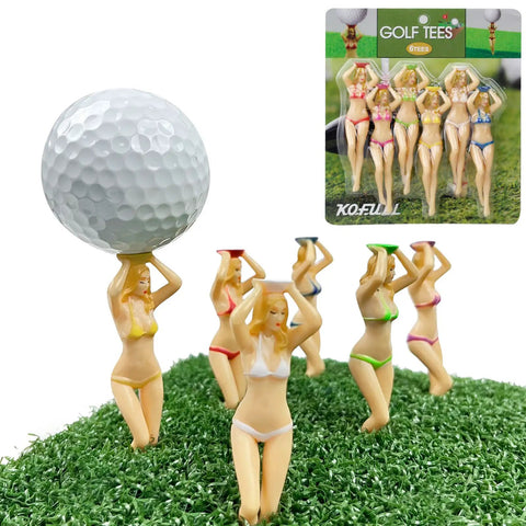 Six Color 3 Inch Plastic Golf Tees Set Novelty Practice Tees For Golfers Low Friction Tip Durable And Fun display