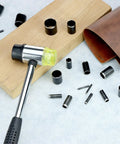 31 Piece Leather Circle Cutter Tool Set For Precision Round Holes With Cutting Dies 1 To 25 mm In High Carbon Steel on table