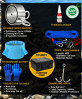 Image of 1200 Lb Magnet Fishing Kit with Heavy Duty Case Double Sided Magnets 2 In 1 For Treasure Hunters Includes Grappling Hook 65 Ft Rope
