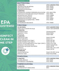 EPA registered list showing pathogens killed by plant based disinfecting wipes for quick eco friendly cleaning.