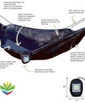 Image of Bug Free Sky Bed Camping Hammock Tent with flat lay design, attached travel bag, and inflatable pad sleeve for elevated comfort.