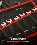 Metric Angle Wrench Set 6mm To 19mm, 14 Piece Fully Polished Pro Grade Alloy Steel With canvas pouch storage