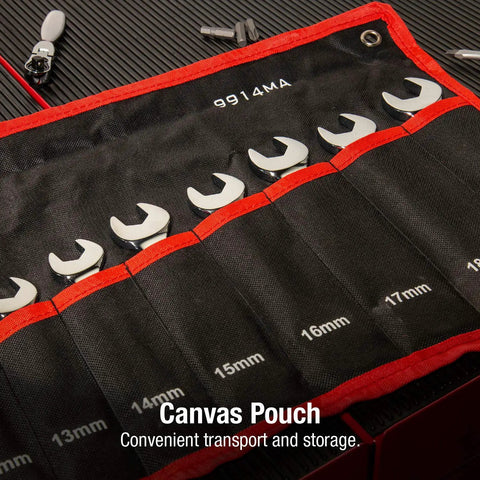 Metric Angle Wrench Set 6mm To 19mm, 14 Piece Fully Polished Pro Grade Alloy Steel With canvas pouch storage