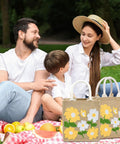 Picnic scene with family and Beginner Punch Needle Kit With Tote Bag - Easy DIY Embroidery Set For Kids And Adults shown on blanket.