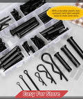 100 Piece Clevis Pins Kit With 10 Sizes M5 M6 M8 M10 M12 Plus Cotter Pins And Hair Pins in plastic storage case