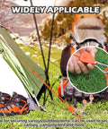 Heavy Duty Ground Anchor Kit 4 Pack 18 Inch Screw In Tent Stakes With T Handle And Retractable Ratchet Straps securing tent