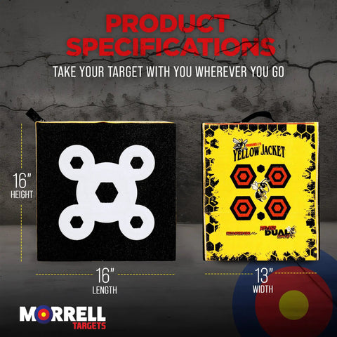 Yellow Jacket Dual Threat Foam Archery Target Block Up To 350 FPS For Compound Bows And Crossbows Four Sides And 32 Bullseyes