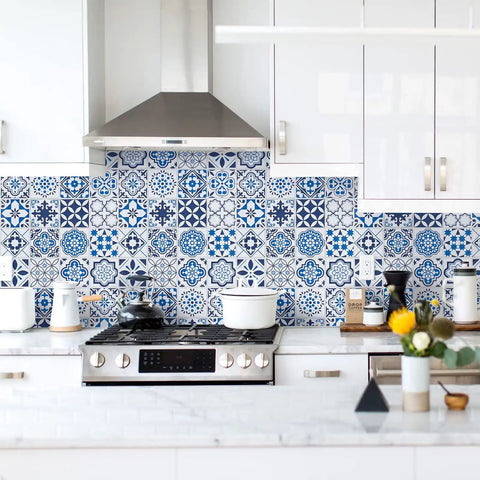 Blue Glossy Peel And Stick Contact Paper Roll Thicker Waterproof Self Adhesive Wallpaper for kitchen backsplash view