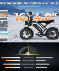 Raw Power 1000W Fat Tire Electric Bike For Teens And Kids 48V 15.6Ah Removable Battery displayed on snowy terrain