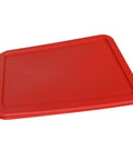 6-Cup Red Food Storage Replacement Lids 2 Pack Made in USA BPA Free, rectangular red lid on white background