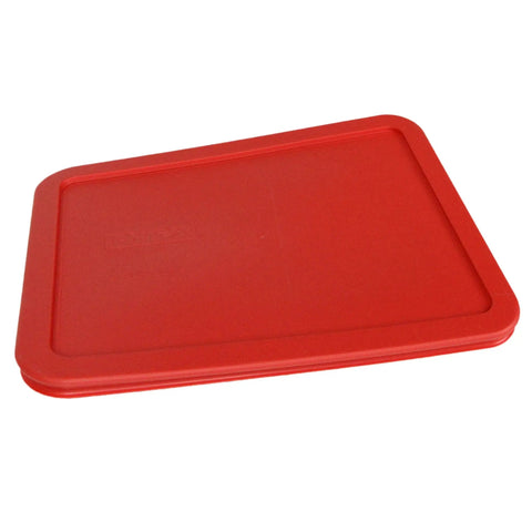 6-Cup Red Food Storage Replacement Lids 2 Pack Made in USA BPA Free, rectangular red lid on white background