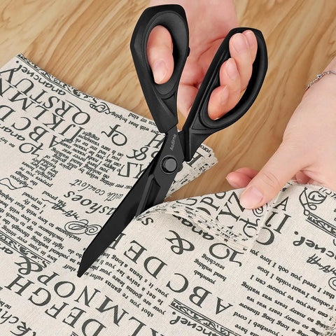 Black Titanium Fabric Scissors For Dressmaking Pro Grade Heavy Duty Multipurpose Shears With Titanium Coated Blades And Soft Grip Handles 25cm Cutting Tool for cutting printed fabric