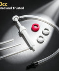 Heavy Duty 30Cc Hand Oil Transfer Pump For Gear Oil Differential Fluide And Antifreeze With Flexible Tubing Auto Fluid Kit, includes pump, tubes, and adapters.