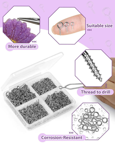 Stainless Steel Small Screw Eye Pins 320 Pcs Jewelry Making Kit In Gold And Silver Two Color Options With Three Sizes 8x4mm 10x5mm And 13x6mm Tiny Eye Hooks For Bead Charms And DIY Crafts in a box