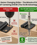 Comparison of ordinary drill and self-centering kit used with six pack 4 inch lift off flag hinges kit for cabinets and doors.