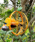 Oriole Bird Feeder For Outdoors Jelly And Oranges Glass And Powder Coated Metal Hanging Feeder With Clear Jelly Cup in orange