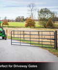 Game Changing Solar Automatic Gate Opener Designed For Heavy Duty Outdoor Chain Link And Wood Gates Up To Sixteen Feet With Slick Remote Controller Full System Kit installed on a driveway gate.