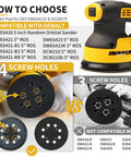 Gnellkoor 5-inch 8-hole hook-and-loop sander pads, 2-pack for DeWalt DWE6421/6423, front view with 4- and 3-screw-hole patterns
