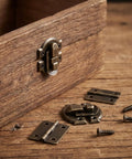 Antique Bronze Jewelry Box Hinges And Latches Set For Wooden Boxes With 2 Antique Hasps And 4 Small Hinges And 24 Matching Screws