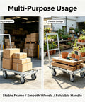 Heavy Duty Push Cart Dolly Platform Truck For Hauling Up To 661 Lbs With A 25 Inch Long By 15 Inch Wide By 30 Inch High Flatbed Hand Truck Style Utility Carrier Built For Warehouse Workshop And Home, steel frame with boxes