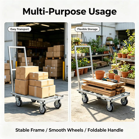 Heavy Duty Push Cart Dolly Platform Truck For Hauling Up To 661 Lbs With A 25 Inch Long By 15 Inch Wide By 30 Inch High Flatbed Hand Truck Style Utility Carrier Built For Warehouse Workshop And Home, steel frame with boxes
