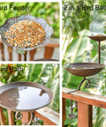 Dual Bowl Bird Bath For Deck Railing And Balcony Feeder brings real deal backyard vibes with steel feeder and water dish.