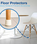 Round Non-Marking Rubber Slip On Chair Leg Tips One And One Quarter Inch For Hardwood Floors And Carpet, shown on chair leg