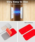 16 Pairs No Drill Magnetic Cabinet Door Catches With Strong Adhesive Backing, showing stainless steel magnets and red adhesive pads