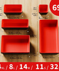 69 Piece Tool Organizer Set With 5 Sizes For Drawer Desk Tray Rolling Chest And Toolbox Storage in Black and Red Durable Plastic Bins