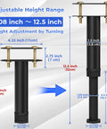 Image showing Six Pack Adjustable Bed Support Legs With Locking Ring Stand Height Adjusts From Seven To Twelve Point Five Inches. Features height adjustment.