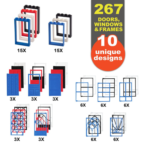 Over 500 Building Blocks With Windows Doors And Roof Pieces For Mega Modular House Builds Tight Fit Compatibility With Major Brands