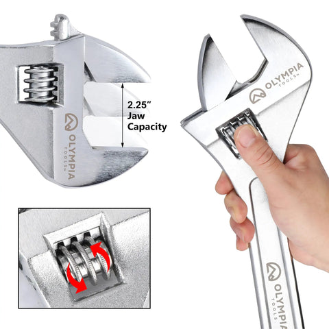 18 Inch Adjustable Wrench Heavy Duty Drop Forged Steel Chrome Plated With Precision Machined Jaws Rust Resistant, hand gripping wrench