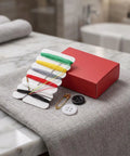 Real Deal Mini Sewing Kit With 200 Pieces As A Portable Travel Set to mend clothes with spools of thread, buttons, and safety pins.