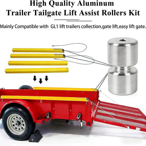 Aluminum Rollers For Lift Utility Trailer Tailgate Lift Assist 6061 T6 Aluminum Universal Fit 4 Pack Durable Rust Resistant