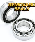 Close-up of Beefed-Up Heavy Duty Four Pack Front Wheel Bearing 022-7009-00 Replacement Kit showing removable seals