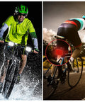 Cyclists using Six Piece Bike Front And Rear Reflectors Kit For Wheel Spokes Handlebar And Seatpost A No Brainer For Night Cycling