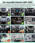 Image showing various dashboard installations for Hyundai Elantra 2011 2012 2013 Android Car Stereo With 9 Inch Touch Screen.