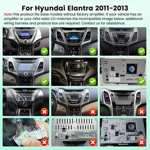 Image showing various dashboard installations for Hyundai Elantra 2011 2012 2013 Android Car Stereo With 9 Inch Touch Screen.