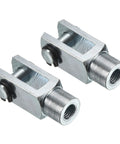 Air Cylinder Clevis End Y Connector 2 Pack M10x1.25 Female Thread 52mm Length For Foot Mounting On Pneumatic Cylinders, silver steel