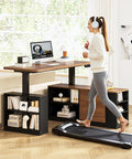Person using L Shaped Standing Desk With Electric Height Adjustment For Sit-Stand Comfort, 53-Inch Corner Office Desk With File Drawers