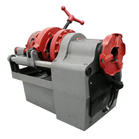 Job Ready No Sweat Electric Pipe Threader Machine For Half To Two Inch Piping With Seven Hundred Fifty Watt Motor At Twenty Eight Rpm featuring red components and sturdy design.